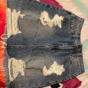 Hollister distressed jean skirt